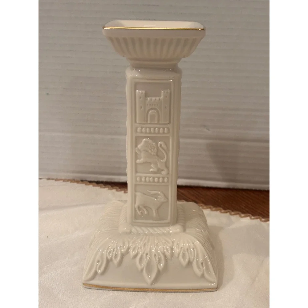 Lenox Twelve Tribes of Israel Candlesticks Ivory Gold Trim Set of 2 USA Made7.5" - Picture 3 of 15